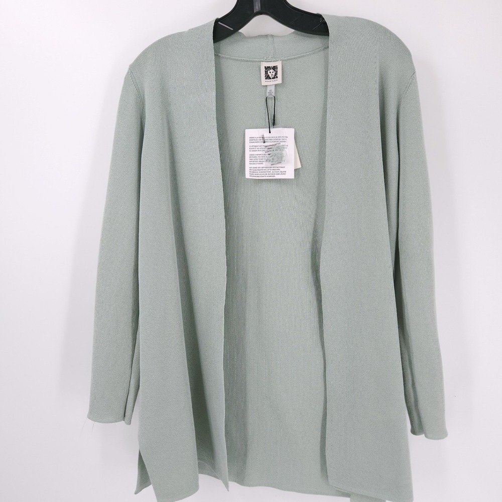 Anne Klein Long Sleeve Cardigan Soft Aloe Fine Knit Lightweight Open Womens XS